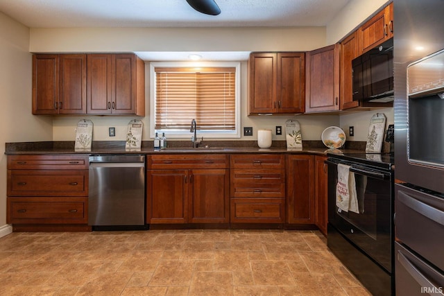 kitchen with sink and black appliances