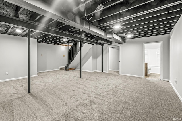 basement featuring carpet floors