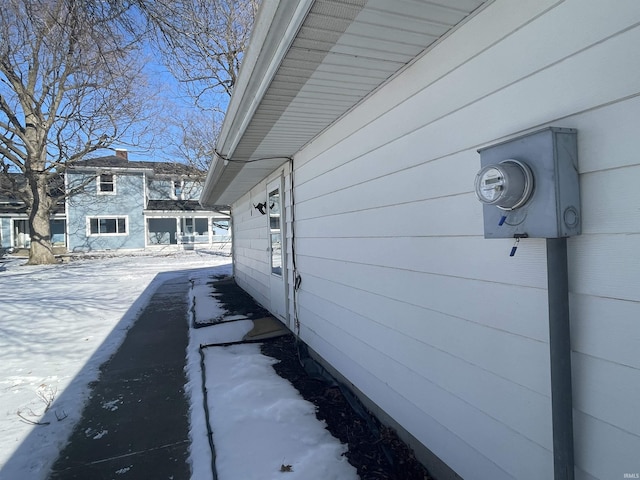 view of snow covered exterior