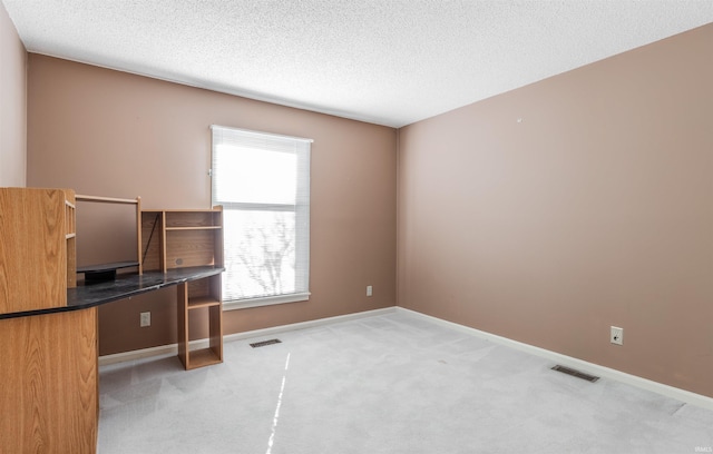 office space featuring carpet and a textured ceiling