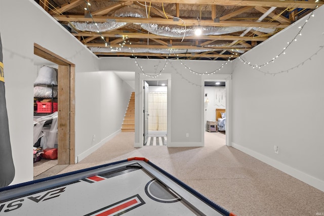 basement with carpet