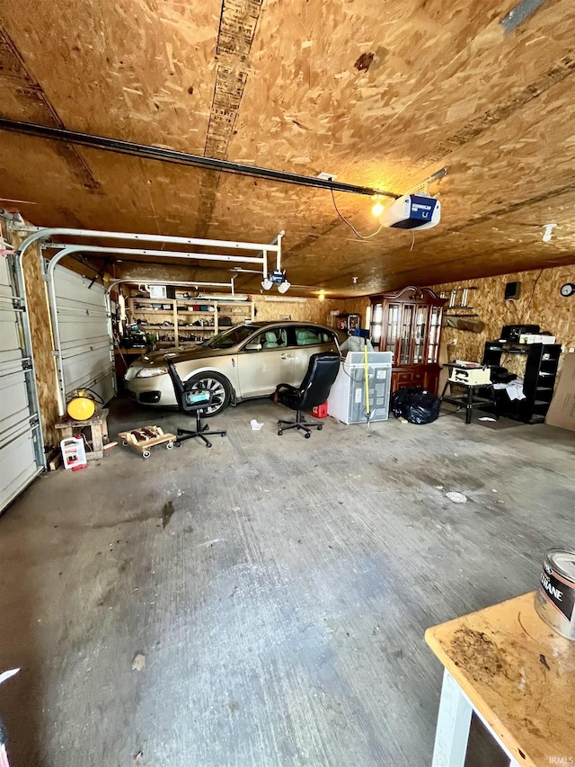 garage with a garage door opener