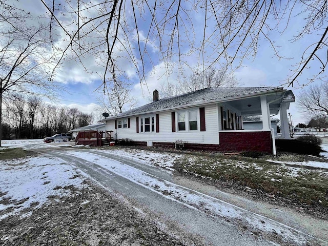 view of snow covered exterior