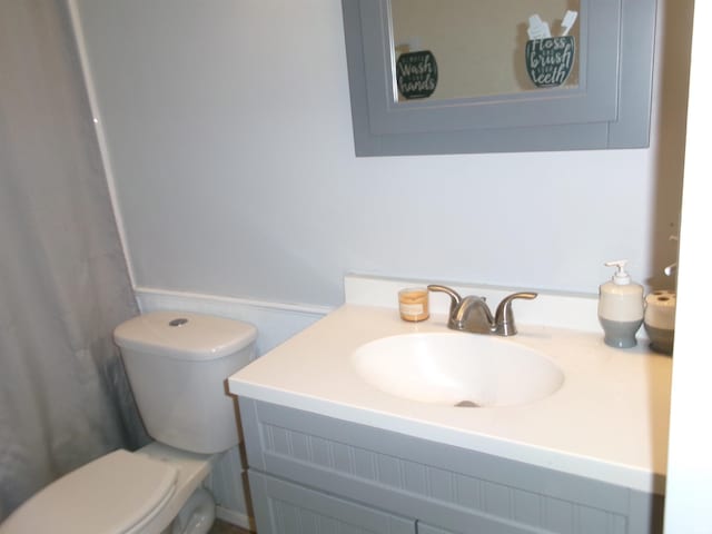 bathroom featuring toilet and vanity