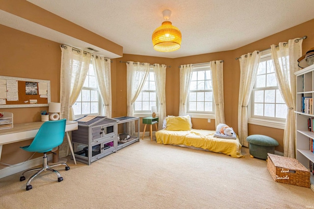 interior space with a textured ceiling