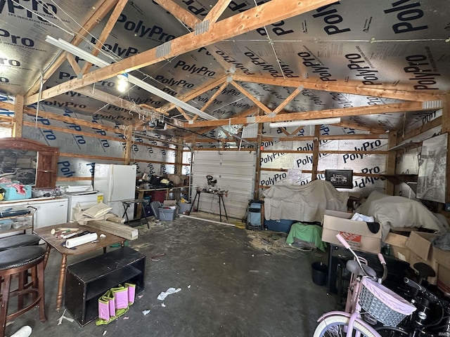 garage featuring white refrigerator