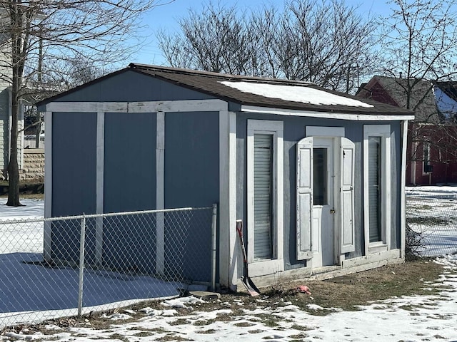 view of snow covered structure