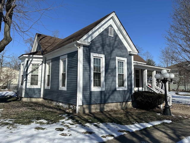 view of snow covered exterior