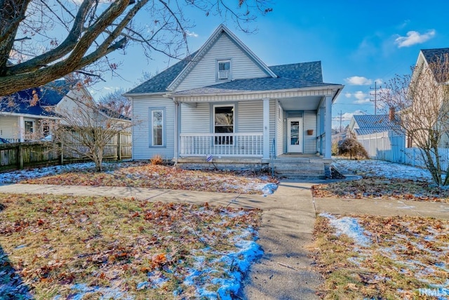 view of front facade featuring covered porch