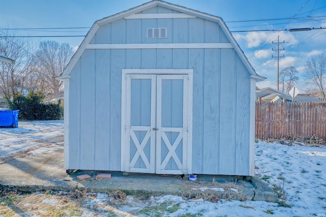 view of snow covered structure