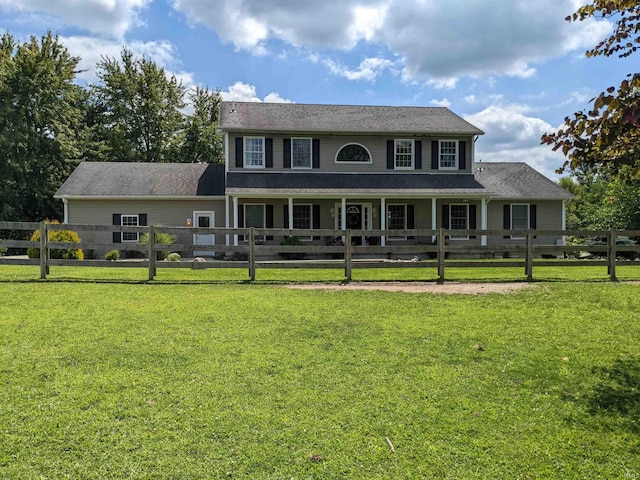 view of front of property with a front lawn