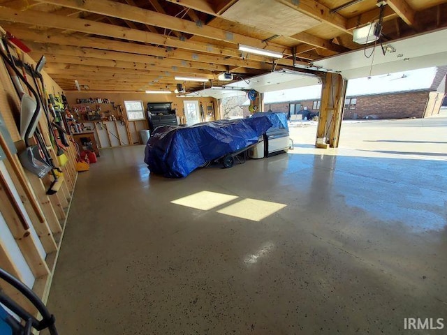 garage with a garage door opener