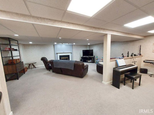 living room with carpet floors