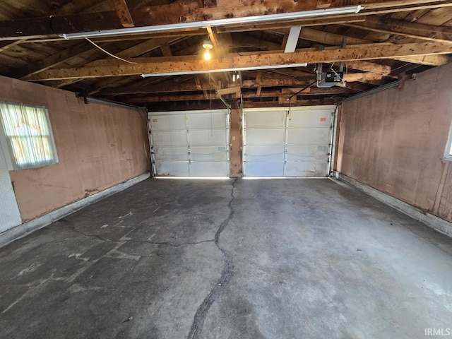 garage with a garage door opener