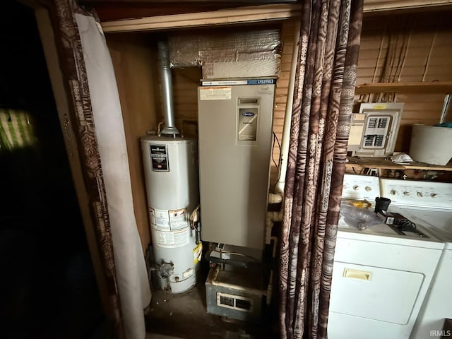 utilities featuring washer / clothes dryer and gas water heater