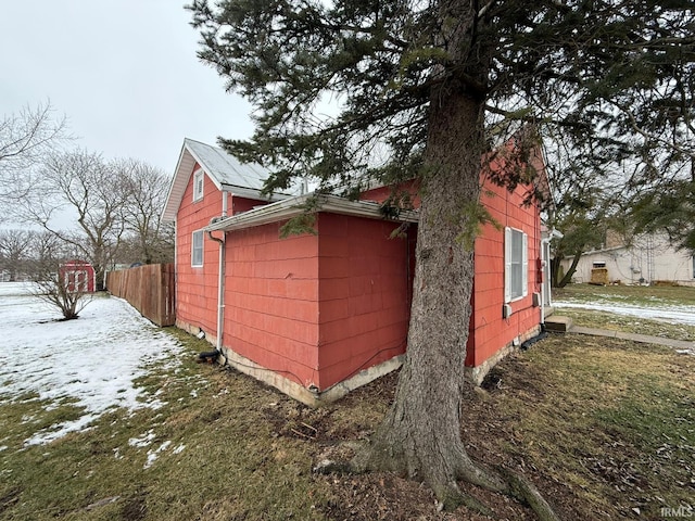 view of snow covered property