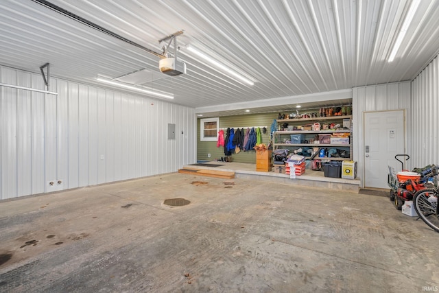 garage with a garage door opener