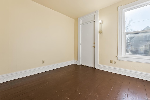 empty room with dark wood-type flooring