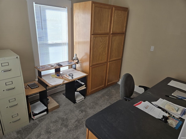 office space featuring dark colored carpet