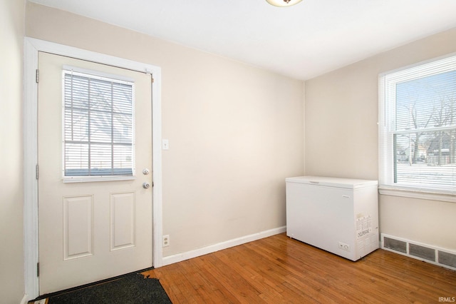 washroom featuring plenty of natural light and light wood-type flooring