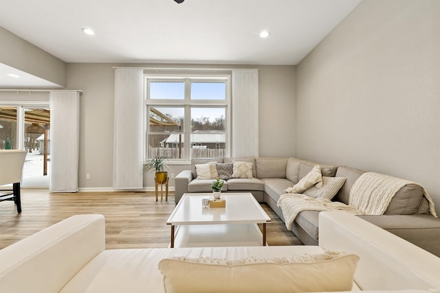 living room with light wood-type flooring