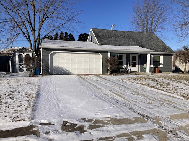 view of front facade with a porch and a garage