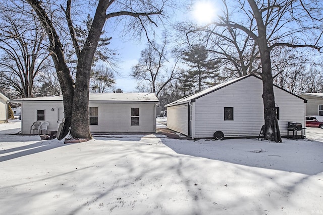 view of snow covered property