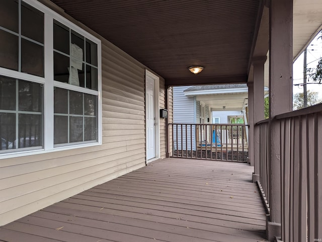 wooden deck featuring a porch