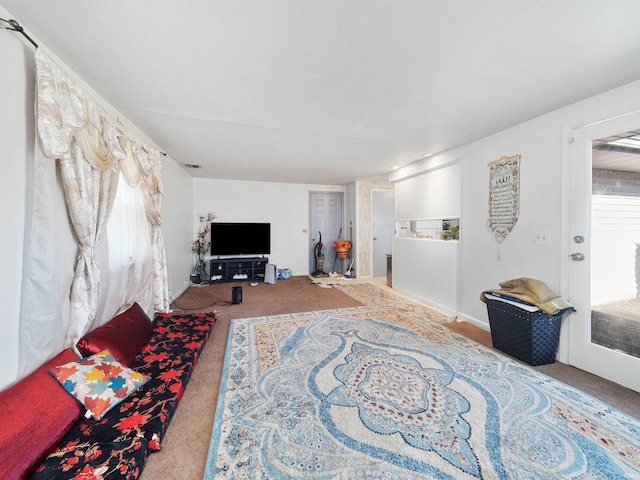 living room with carpet floors