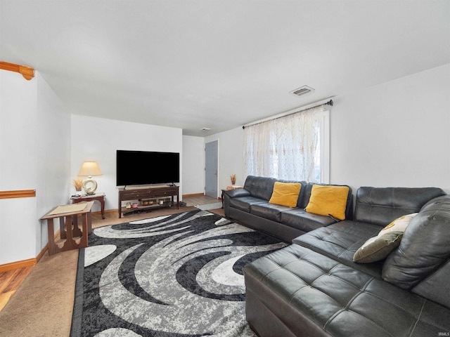 living room with hardwood / wood-style flooring