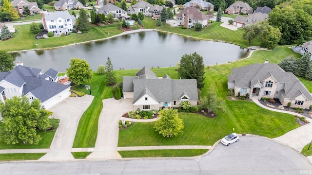 bird's eye view featuring a water view