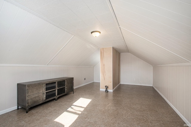 bonus room featuring lofted ceiling