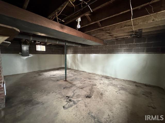 basement with electric panel