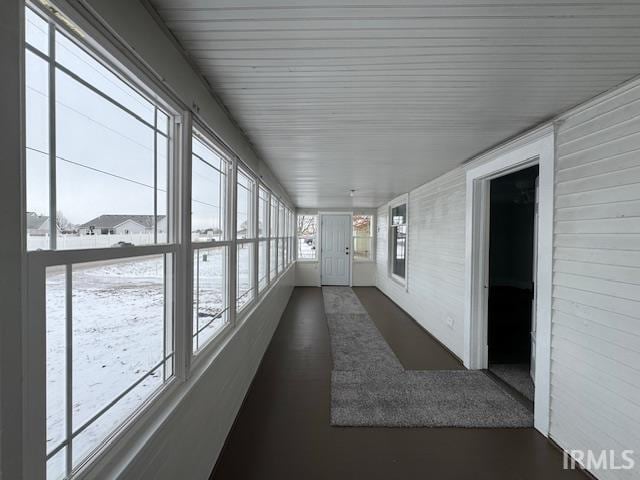 view of unfurnished sunroom