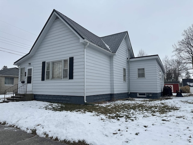 view of snowy exterior