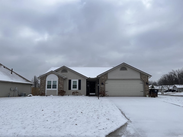 single story home with a garage