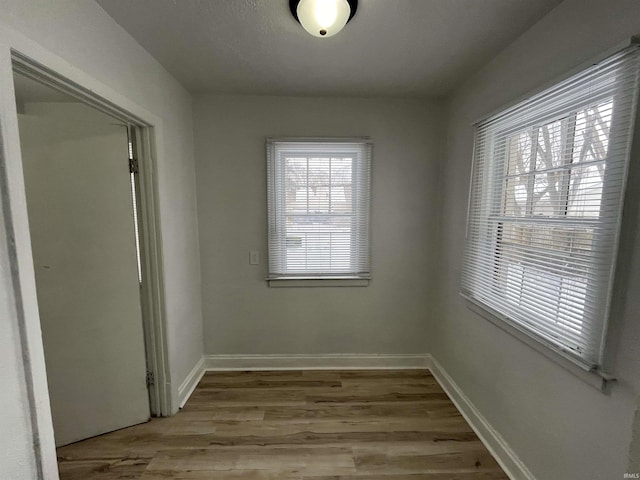 unfurnished room with light wood-type flooring