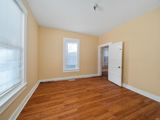 spare room featuring wood-type flooring