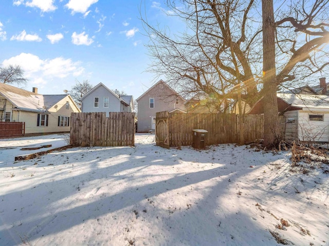 view of yard covered in snow