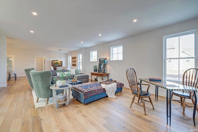 living room with light wood-type flooring