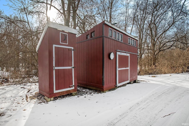 view of snow covered structure