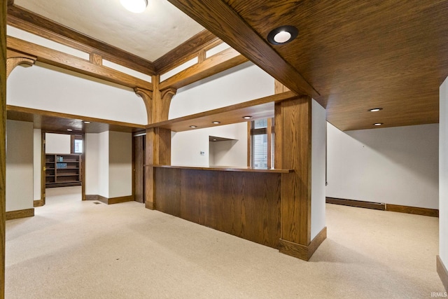 interior space with wooden ceiling