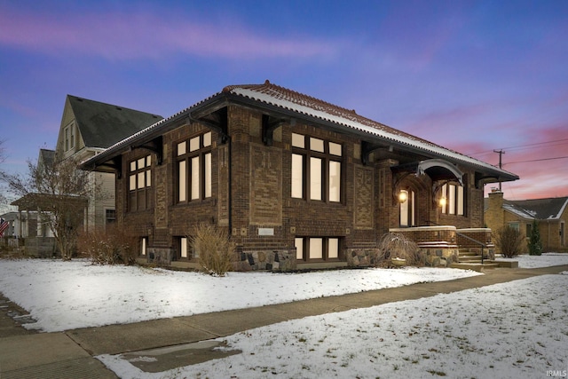 view of snow covered exterior