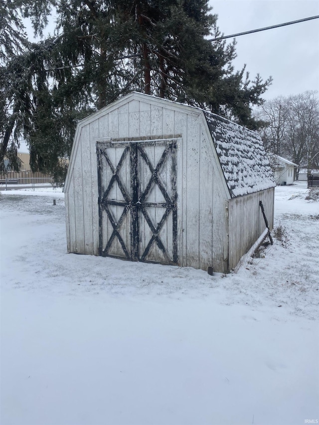 view of snow covered structure