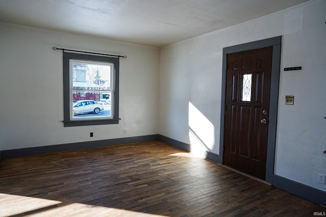 entrance foyer with dark hardwood / wood-style floors