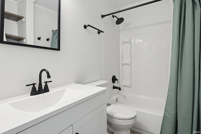 full bathroom featuring vanity, toilet, and shower / bath combo