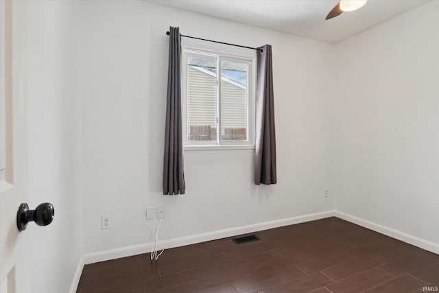 spare room with ceiling fan