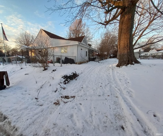 view of snowy exterior