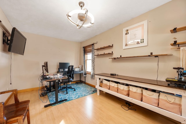 office space featuring hardwood / wood-style floors