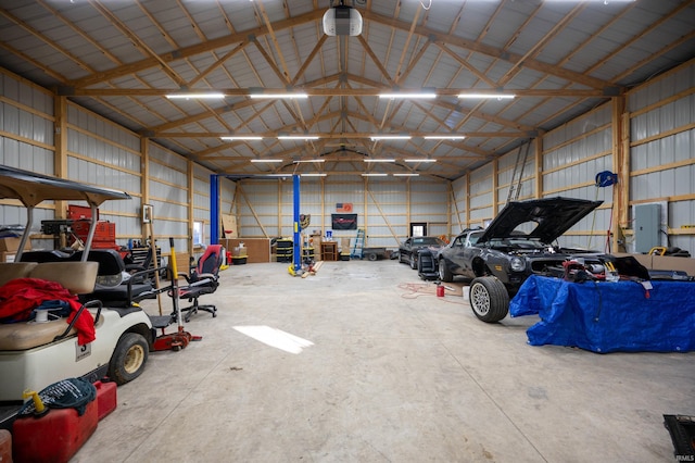 garage with a garage door opener